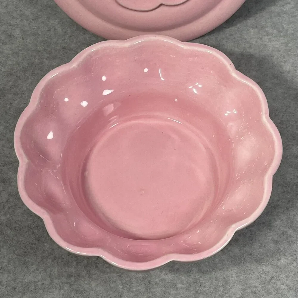 Vintage California Pottery‎ Pink Covered Dish 106  Mid Century Made in USA 1960s